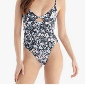 One piece swimsuit, black, floral